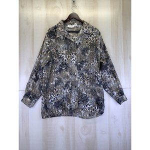 Vintage Toni Marie For Sissies Sportswear Womens Sheer Animal Print Glitter Top